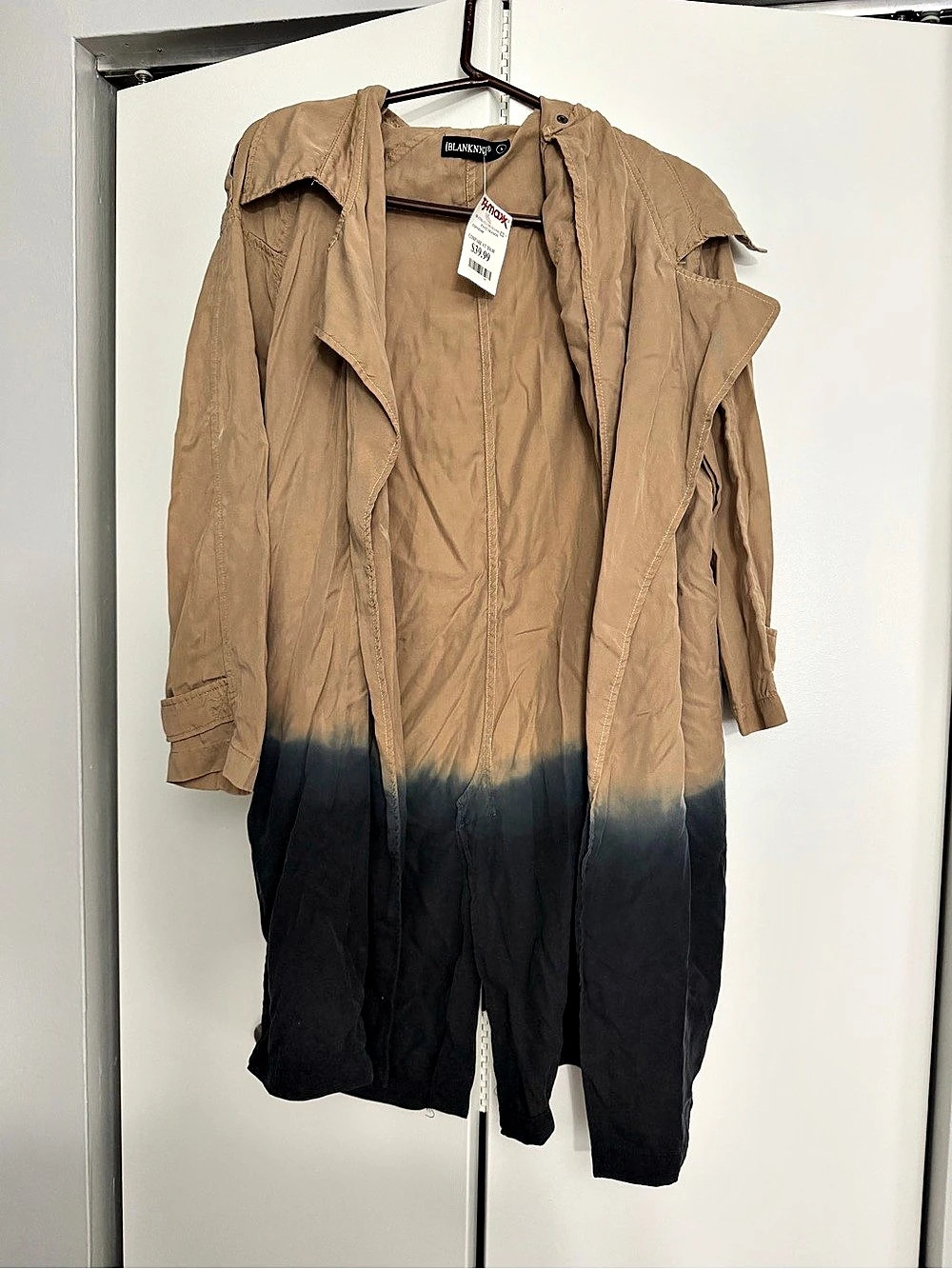 BLANKNYC Ombre Dip Dye Trench Coat Brown & Navy